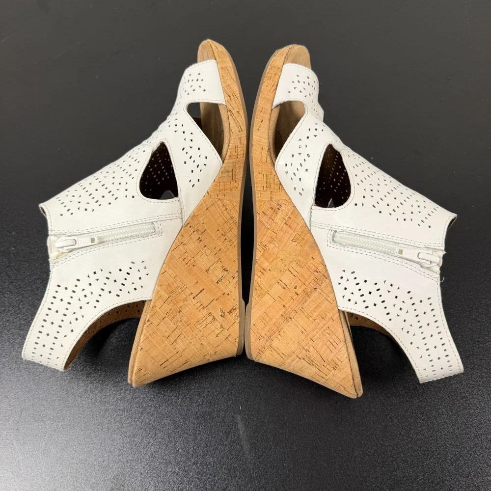 Rockport Cobb Hill Sandals Women's 11W Leather Laser Cut Wedge Casual Career